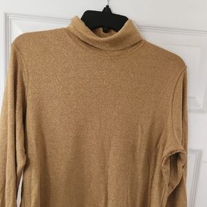 Glittering Metallic Gold Turtleneck Sweater